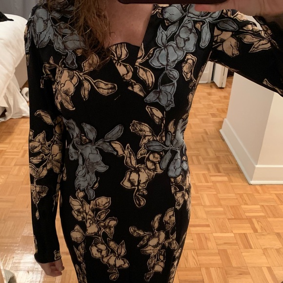 New Marc Jacobs Long Sleeve Blue Floral Midi Dress - Picture 4 of 5